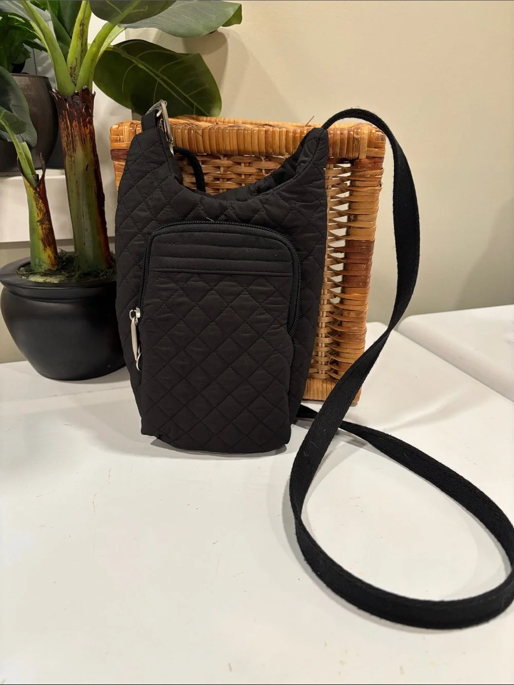 Travelon Anti-Theft Boho Insulated Water Bottle Tote in Black